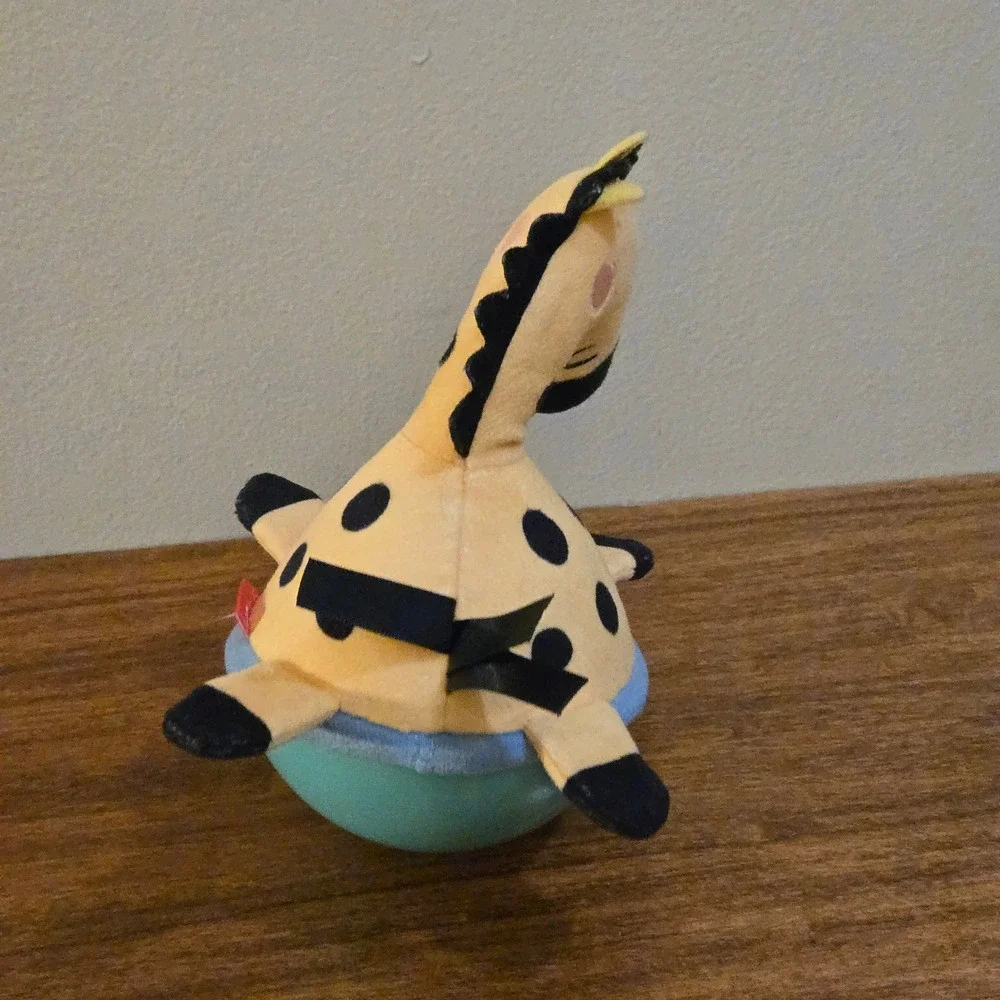 Skip Hop Giraffe Wobble Toy Plush Roly Poly Chime Baby Sensory Toy Yellow Teal